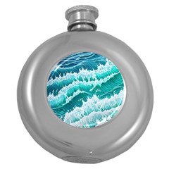 Waves On The Ocean Ii Round Hip Flask (5 Oz) by GardenOfOphir