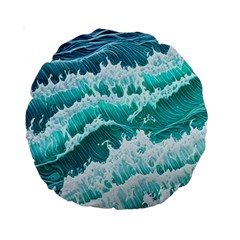 Waves On The Ocean Ii Standard 15  Premium Round Cushions by GardenOfOphir