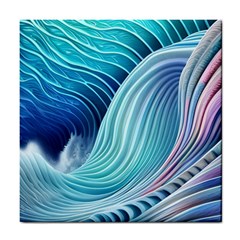 Ocean Waves Pastel Tile Coaster by GardenOfOphir