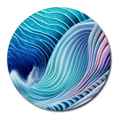 Ocean Waves Pastel Round Mousepad by GardenOfOphir