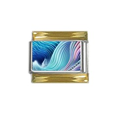 Ocean Waves Pastel Gold Trim Italian Charm (9mm)