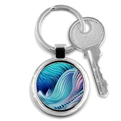 Ocean Waves Pastel Key Chain (round) by GardenOfOphir