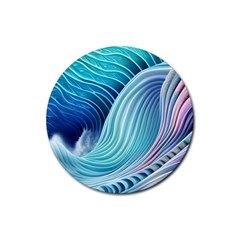 Ocean Waves Pastel Rubber Coaster (round) by GardenOfOphir