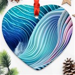 Ocean Waves Pastel Heart Ornament (Two Sides) Front