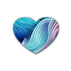 Ocean Waves Pastel Rubber Coaster (heart) by GardenOfOphir