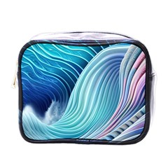 Ocean Waves Pastel Mini Toiletries Bag (one Side) by GardenOfOphir