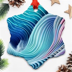 Ocean Waves Pastel Ornament (snowflake) by GardenOfOphir