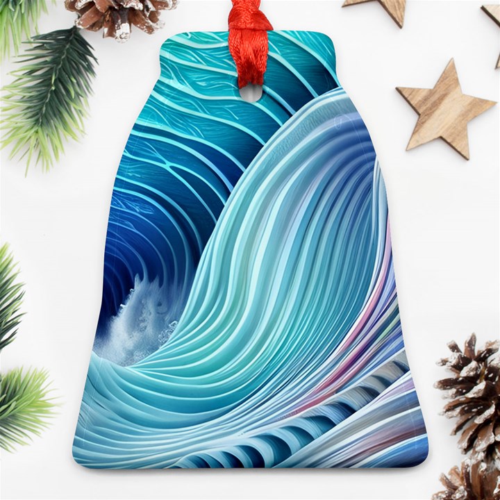 Ocean Waves Pastel Bell Ornament (Two Sides)