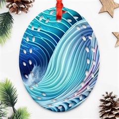 Ocean Waves Pastel Ornament (oval Filigree) by GardenOfOphir