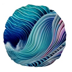 Ocean Waves Pastel Large 18  Premium Flano Round Cushions by GardenOfOphir