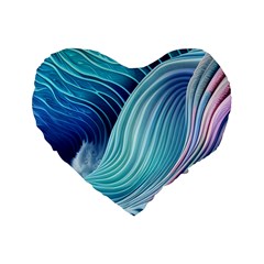 Ocean Waves Pastel Standard 16  Premium Flano Heart Shape Cushions by GardenOfOphir