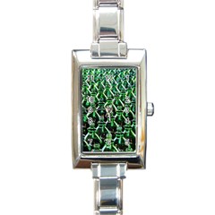 Bottles Green Drink Pattern Soda Refreshment Rectangle Italian Charm Watch by Ravend