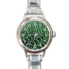 Bottles Green Drink Pattern Soda Refreshment Round Italian Charm Watch by Ravend