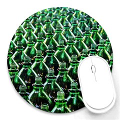 Bottles Green Drink Pattern Soda Refreshment Round Mousepad by Ravend