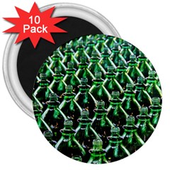 Bottles Green Drink Pattern Soda Refreshment 3  Magnets (10 Pack)  by Ravend