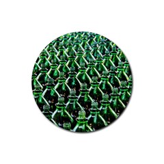 Bottles Green Drink Pattern Soda Refreshment Rubber Coaster (round) by Ravend