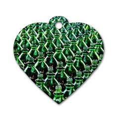 Bottles Green Drink Pattern Soda Refreshment Dog Tag Heart (one Side) by Ravend