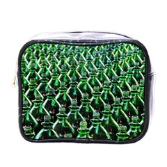 Bottles Green Drink Pattern Soda Refreshment Mini Toiletries Bag (one Side) by Ravend