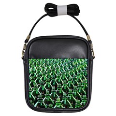 Bottles Green Drink Pattern Soda Refreshment Girls Sling Bag by Ravend