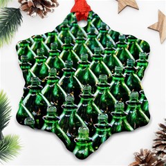 Bottles Green Drink Pattern Soda Refreshment Snowflake Ornament (two Sides) by Ravend