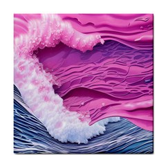 Abstract Pink Ocean Waves Tile Coaster