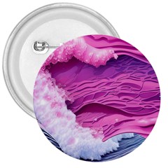 Abstract Pink Ocean Waves 3  Buttons by GardenOfOphir