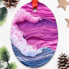 Abstract Pink Ocean Waves Ornament (Oval)