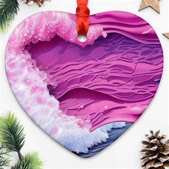 Abstract Pink Ocean Waves Ornament (Heart)