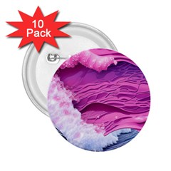 Abstract Pink Ocean Waves 2.25  Buttons (10 pack) 