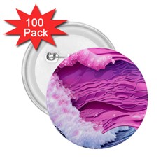 Abstract Pink Ocean Waves 2.25  Buttons (100 pack) 