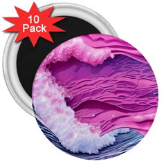 Abstract Pink Ocean Waves 3  Magnets (10 pack) 