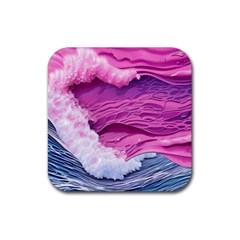 Abstract Pink Ocean Waves Rubber Coaster (Square)