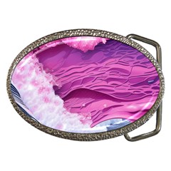 Abstract Pink Ocean Waves Belt Buckles