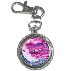 Abstract Pink Ocean Waves Key Chain Watches