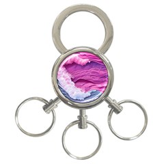 Abstract Pink Ocean Waves 3-Ring Key Chain