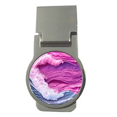 Abstract Pink Ocean Waves Money Clips (Round) 