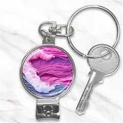 Abstract Pink Ocean Waves Nail Clippers Key Chain