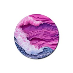 Abstract Pink Ocean Waves Rubber Coaster (Round)