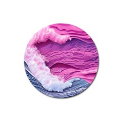 Abstract Pink Ocean Waves Magnet 3  (Round)