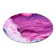 Abstract Pink Ocean Waves Oval Magnet