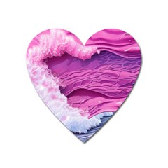 Abstract Pink Ocean Waves Heart Magnet