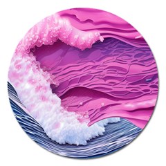 Abstract Pink Ocean Waves Magnet 5  (Round)