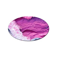 Abstract Pink Ocean Waves Sticker Oval (100 pack)