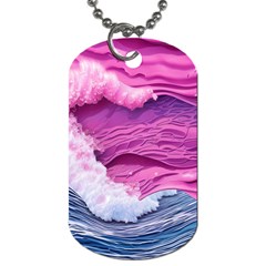 Abstract Pink Ocean Waves Dog Tag (two Sides) by GardenOfOphir