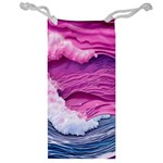 Abstract Pink Ocean Waves Jewelry Bag Front