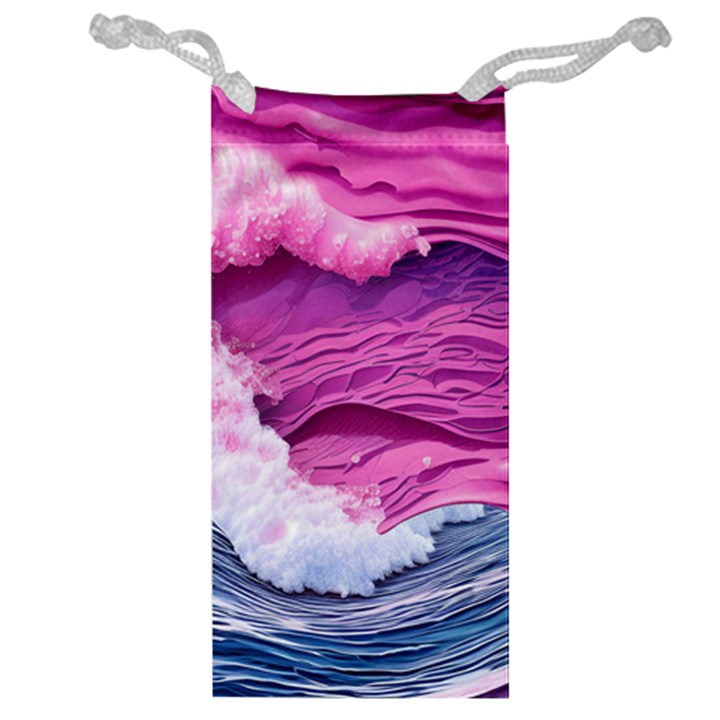 Abstract Pink Ocean Waves Jewelry Bag