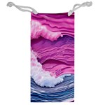 Abstract Pink Ocean Waves Jewelry Bag Back