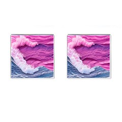 Abstract Pink Ocean Waves Cufflinks (Square)