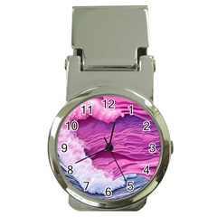 Abstract Pink Ocean Waves Money Clip Watches