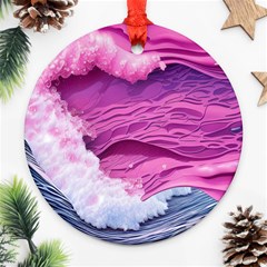 Abstract Pink Ocean Waves Round Ornament (two Sides) by GardenOfOphir